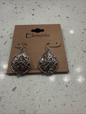 VPL Silver Filigree Teardrop Dangle Earrings
